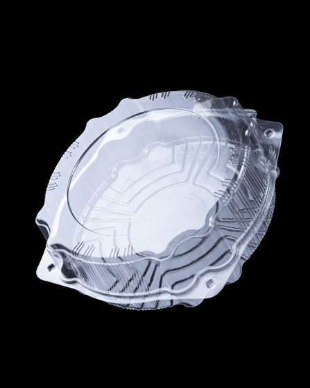 Clear medium size hinged pie container with domed lid